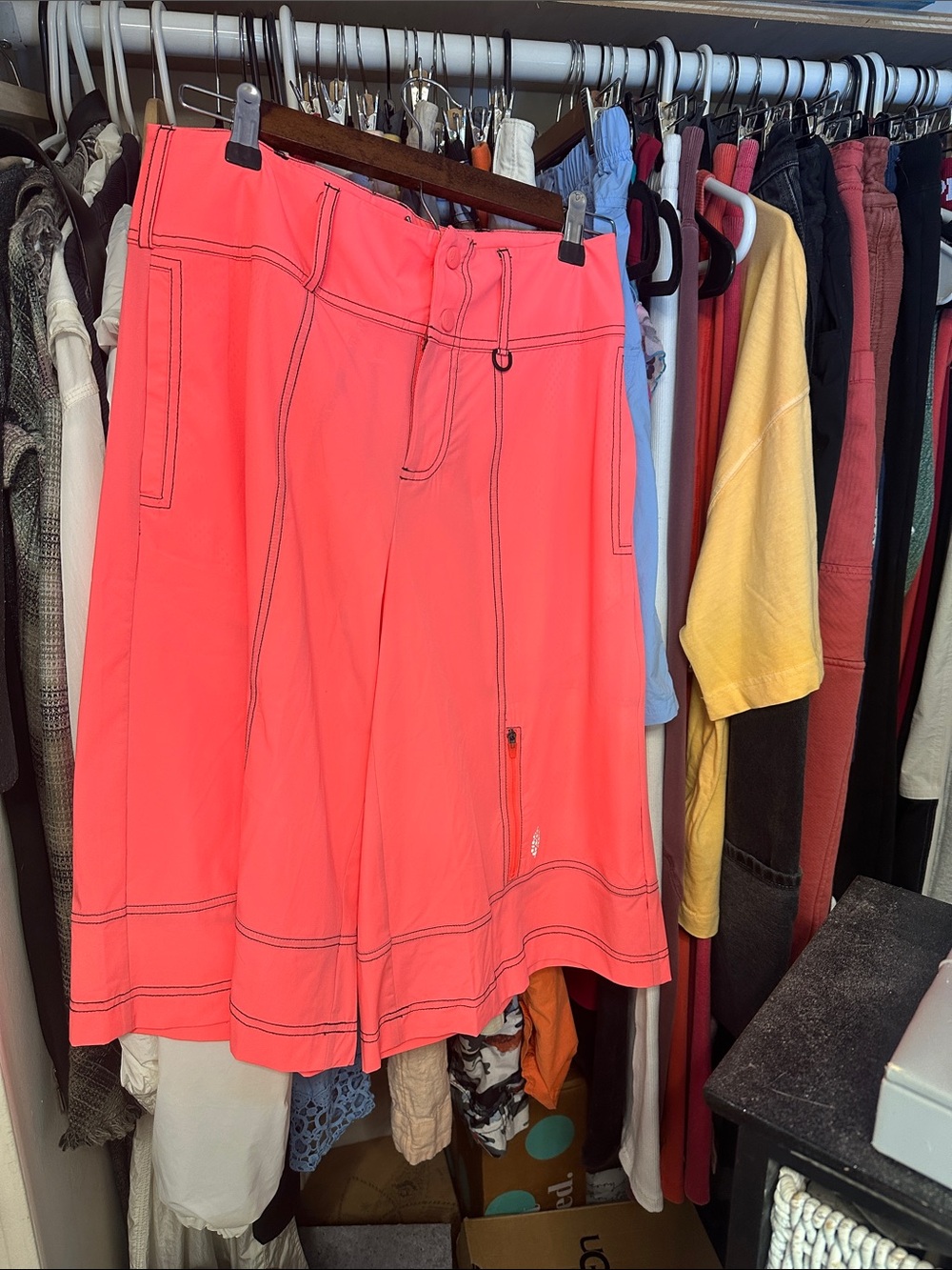 FP Movement by Free People Neon Coral Utility Bermuda Shorts